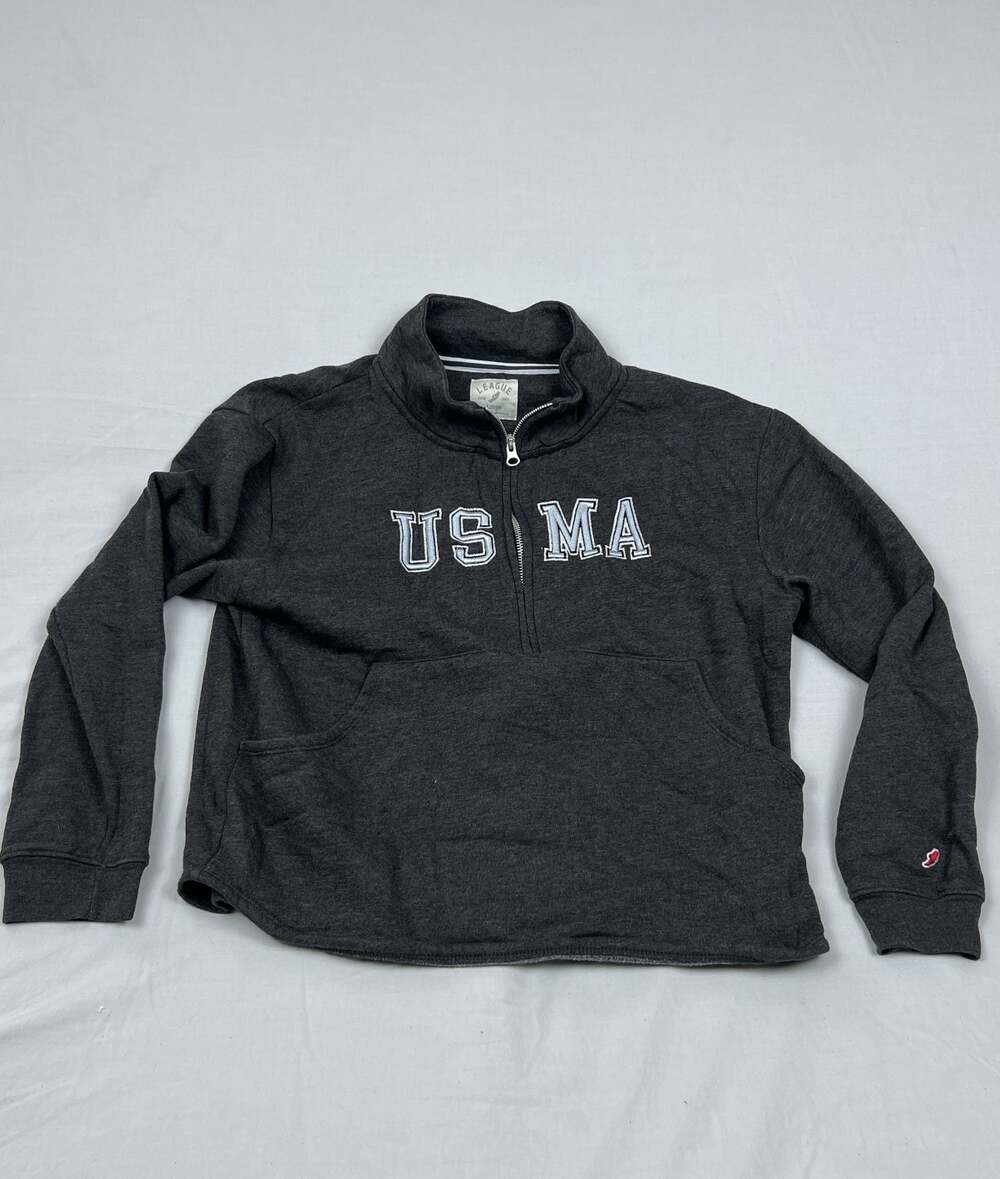 League USMA West Point Quarter Zip Sweatshirt Dark Gray Large